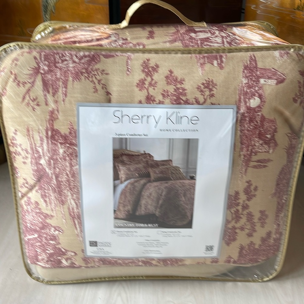 New Queen sherry Kline country toile rust comforter set